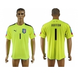 Italy #1 Boffon Shiny Green Goalkeeper Soccer Country Jersey
