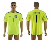 Italy #1 Boffon Shiny Green Goalkeeper Soccer Country Jersey