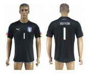 Italy #1 Buffon Black Goalkeeper Soccer Country Jerseys
