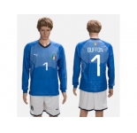 Italy #1 Buffon Blue Home Long Sleeves Soccer Country Jersey