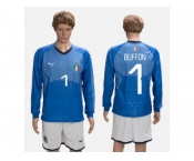 Italy #1 Buffon Blue Home Long Sleeves Soccer Country Jersey