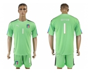 Italy #1 Buffon Green Goalkeeper Soccer Country Jersey