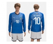 Italy #10 Del Piero Blue Home Long Sleeves Soccer Country Jersey