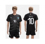 Italy #10 Totti Black Goalkeeper Soccer Country Jersey