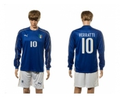 Italy #10 Verratti Blue Home Long Sleeves Soccer Country Jersey1