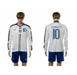 Italy #10 Verratti White Away Long Sleeves Soccer Country Jersey