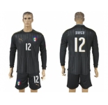 Italy #12 Sirigu Black Long Sleeves Goalkeeper Soccer Country Jersey