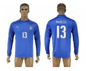 Italy #13 Padelli Blue Home Long Sleeves Soccer Country Jersey