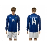 Italy #14 EL Shaarawy Blue Home Long Sleeves Soccer Country Jersey1