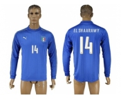 Italy #14 EL Shaarawy Blue Home Long Sleeves Soccer Country Jersey
