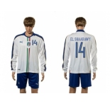 Italy #14 EL Shaarawy White Away Long Sleeves Soccer Country Jersey
