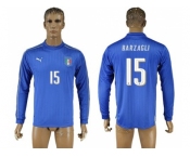 Italy #15 Barzagli Blue Home Long Sleeves Soccer Country Jersey