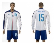 Italy #15 Barzagli White Away Long Sleeves Soccer Country Jersey