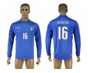 Italy #16 Derossi Blue Home Long Sleeves Soccer Country Jersey