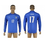 Italy #17 EDER Blue Home Long Sleeves Soccer Country Jersey