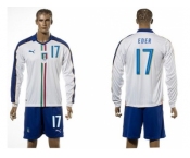 Italy #17 Eder White Away Long Sleeves Soccer Country Jersey