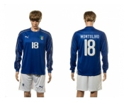 Italy #18 Montolivo Blue Home Long Sleeves Soccer Country Jersey1