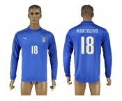 Italy #18 Montolivo Blue Home Long Sleeves Soccer Country Jersey