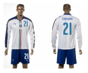 Italy #21 Soriano White Away Long Sleeves Soccer Country Jersey