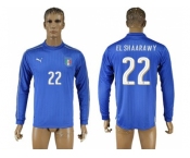 Italy #22 EL Shaarawy Blue Home Long Sleeves Soccer Country Jersey