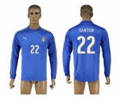 Italy #22 Santon Blue Home Long Sleeves Soccer Country Jersey