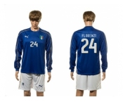 Italy #24 Florenzi Blue Home Long Sleeves Soccer Country Jersey1