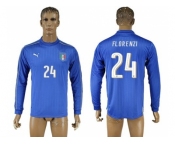 Italy #24 Florenzi Blue Home Long Sleeves Soccer Country Jersey