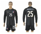 Italy #25 Marchetti Black Long Sleeves Goalkeeper Soccer Country Jersey