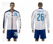 Italy #26 Padelli White Away Long Sleeves Soccer Country Jersey