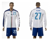 Italy #27 Perin White Away Long Sleeves Soccer Country Jersey