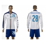 Italy #28 Bonaventura White Away Long Sleeves Soccer Country Jersey
