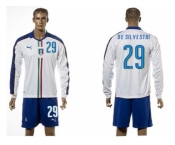 Italy #29 De Silvestri White Away Long Sleeves Soccer Country Jersey