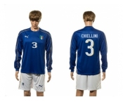 Italy #3 Chiellini Blue Home Long Sleeves Soccer Country Jersey1