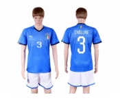 Italy #3 Chiellini Home Soccer Country Jersey