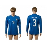 Italy #3 Maldini Blue Home Long Sleeves Soccer Country Jersey