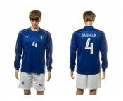 Italy #4 Darmain Blue Home Long Sleeves Soccer Country Jersey1