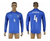 Italy #4 Darmain Blue Home Long Sleeves Soccer Country Jersey
