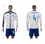 Italy #4 Darmain White Away Long Sleeves Soccer Country Jersey