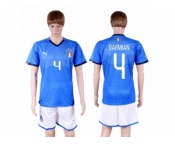 Italy #4 Darmian Home Soccer Country Jersey