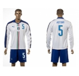 Italy #5 Astori White Away Long Sleeves Soccer Country Jersey