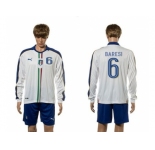 Italy #6 Baresi White Away Long Sleeves Soccer Country Jersey