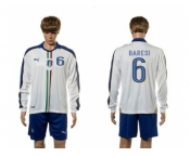 Italy #6 Baresi White Away Long Sleeves Soccer Country Jersey
