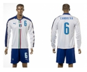 Italy #6 Candreva White Away Long Sleeves Soccer Country Jersey