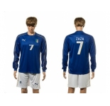Italy #7 Zaza Blue Home Long Sleeves Soccer Country Jersey1