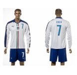 Italy #7 Zaza White Away Long Sleeves Soccer Country Jersey