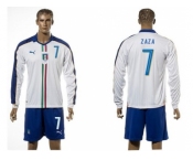Italy #7 Zaza White Away Long Sleeves Soccer Country Jersey