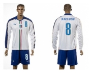 Italy #8 Marchisio White Away Long Sleeves Soccer Country Jersey
