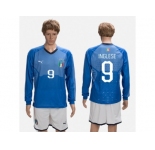 Italy #9 Inglese Blue Home Long Sleeves Soccer Country Jersey