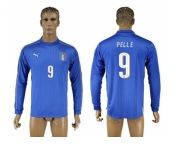 Italy #9 Pelle Blue Home Long Sleeves Soccer Country Jersey