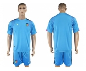Italy Blank Blue Goalkeeper Soccer Country Jersey